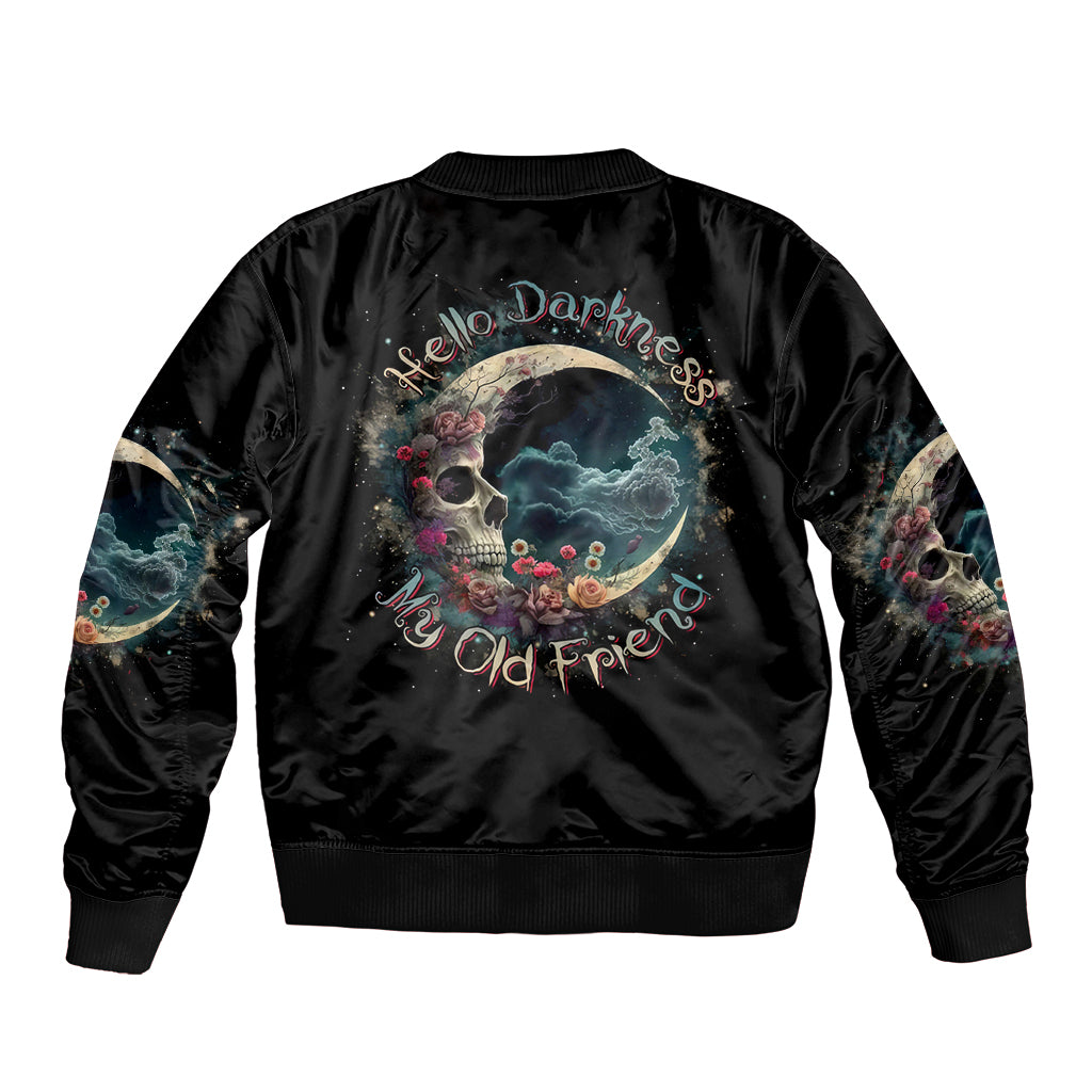 Moon Skull Bomber Jacket Hello Darkness My Old Friend Moon - Wonder Print Shop