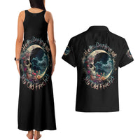 Moon Skull Couples Matching Tank Maxi Dress and Hawaiian Shirt Hello Darkness My Old Friend Moon - Wonder Print Shop