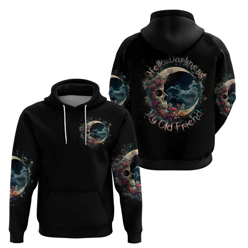 Moon Skull Hoodie Hello Darkness My Old Friend Moon - Wonder Print Shop