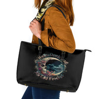 Moon Skull Leather Tote Bag Hello Darkness My Old Friend Moon - Wonder Print Shop