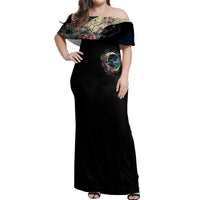 Blood Skull Off Shoulder Maxi Dress You Got My Back I Got Your Rest Of Your Life - Wonder Print Shop