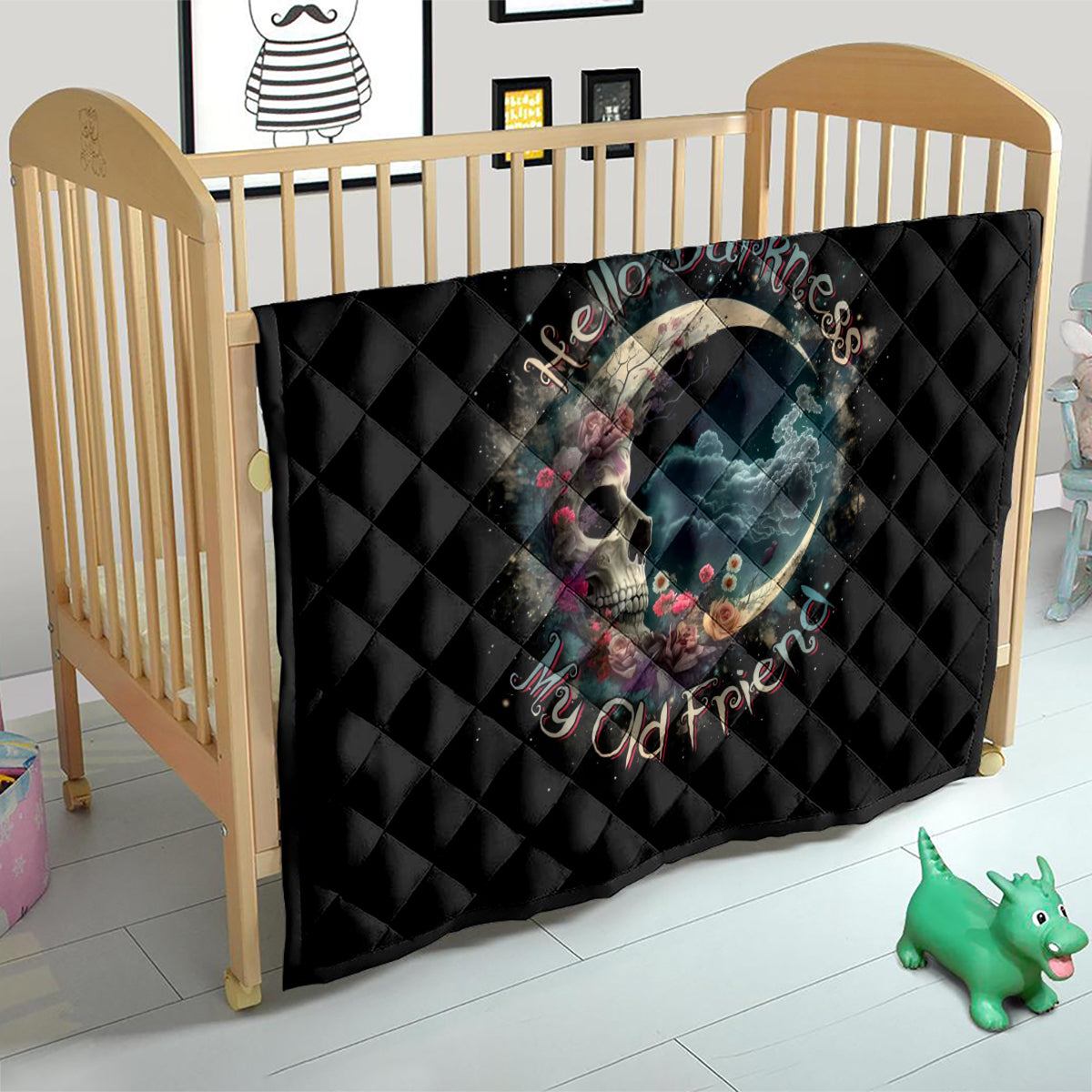 Moon Skull Quilt Hello Darkness My Old Friend Moon - Wonder Print Shop