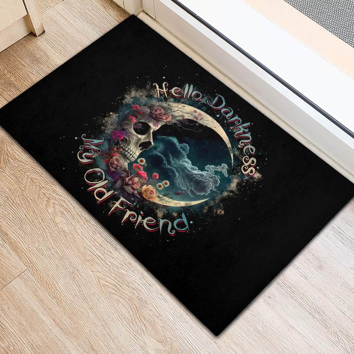 Moon Skull Rubber Doormat Hello Darkness My Old Friend Moon - Wonder Print Shop