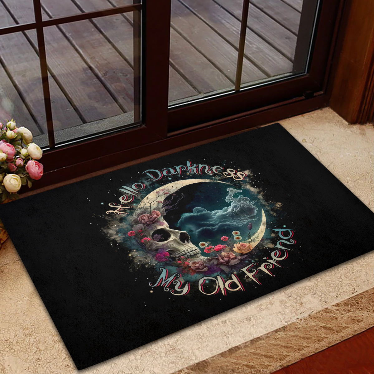 Moon Skull Rubber Doormat Hello Darkness My Old Friend Moon - Wonder Print Shop