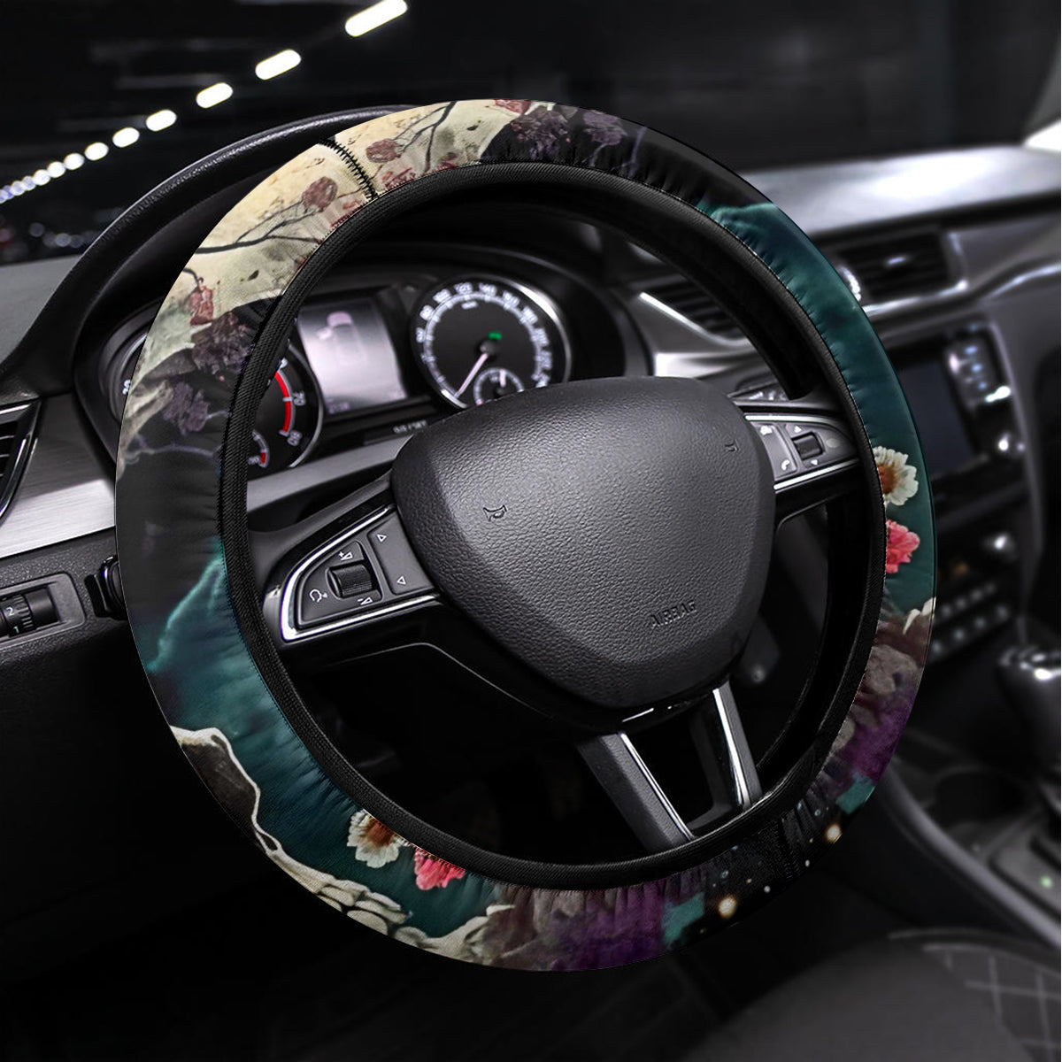 Moon Skull Steering Wheel Cover Hello Darkness My Old Friend Moon - Wonder Print Shop