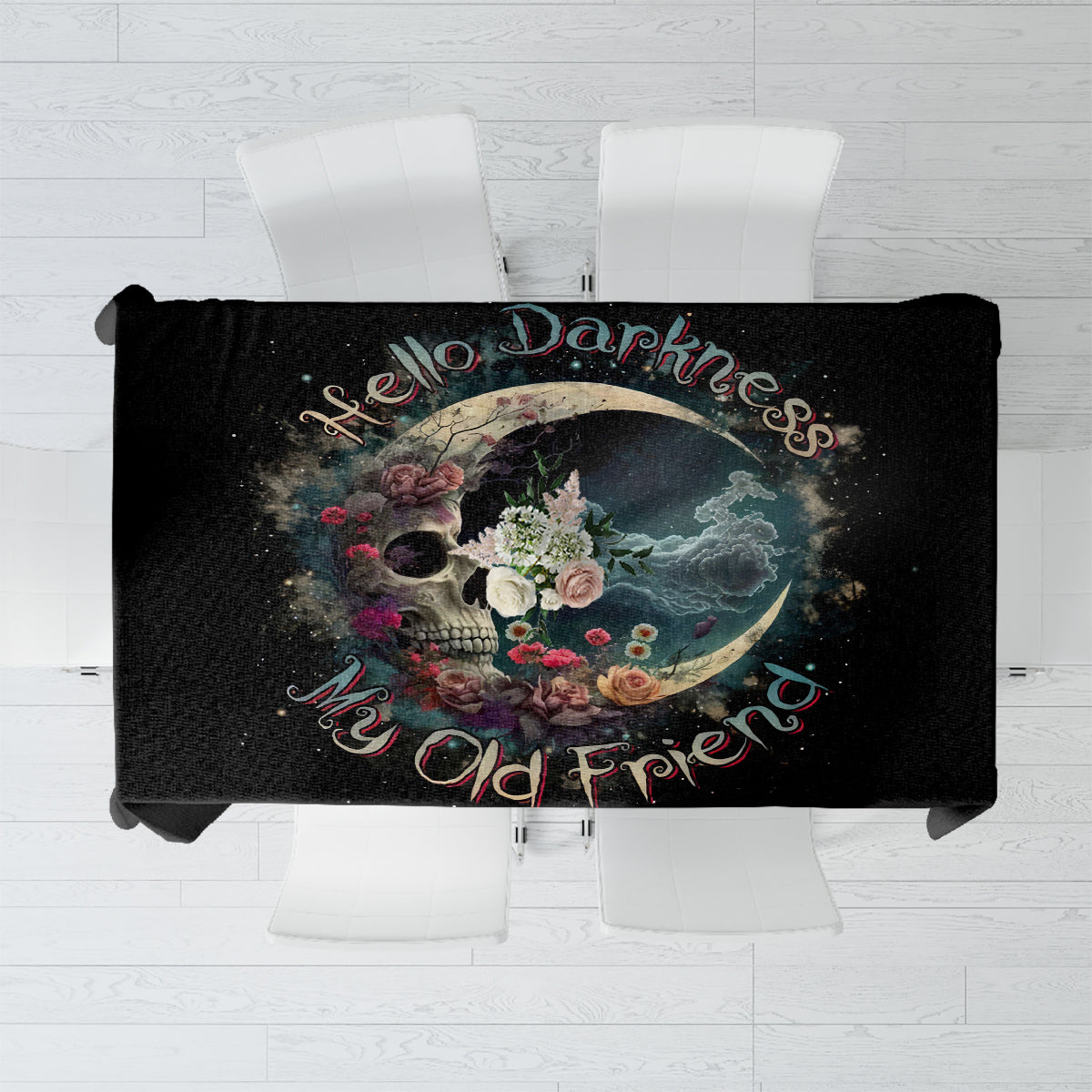 Moon Skull Tablecloth Hello Darkness My Old Friend Moon - Wonder Print Shop