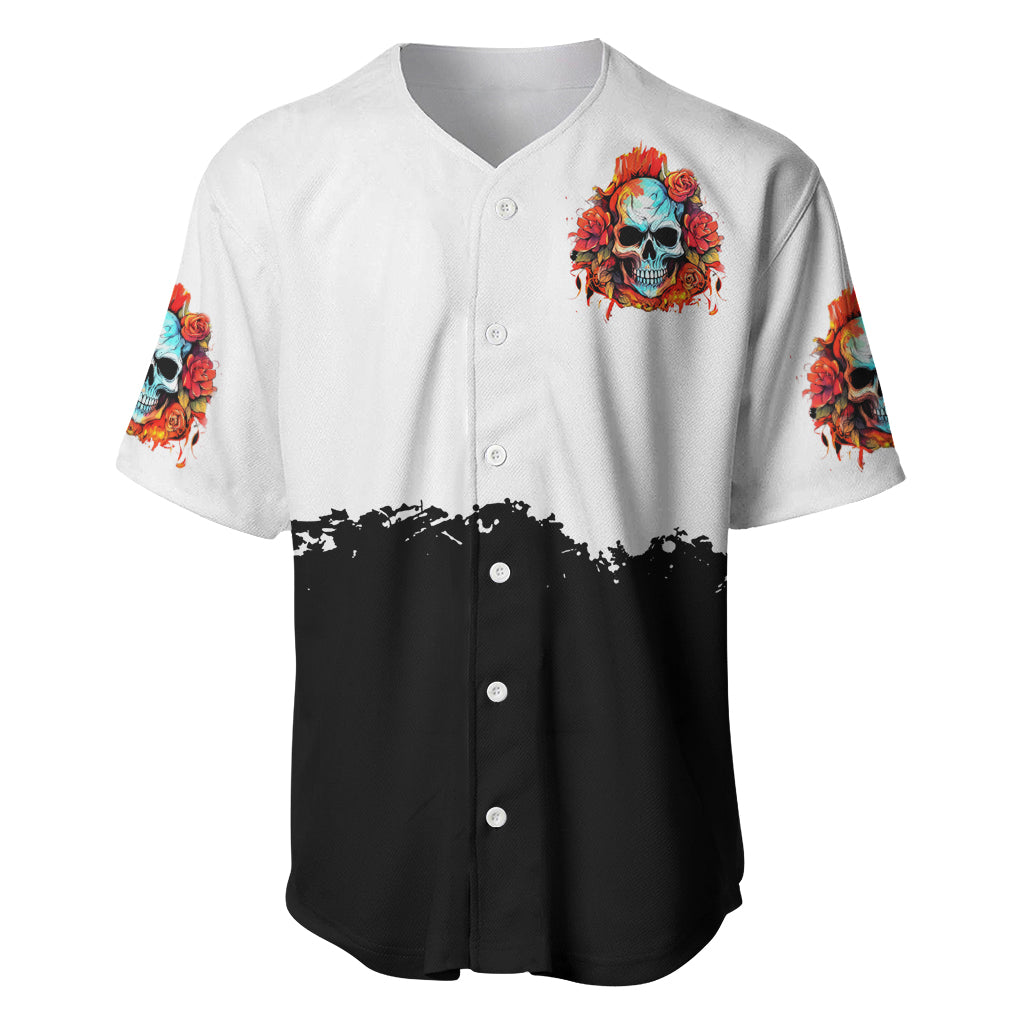 Flower Skull Baseball Jersey Don't Try To Figured Me Out I Special Kind Fire Flower - Wonder Print Shop