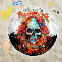 Flower Skull Beach Blanket Don't Try To Figured Me Out I Special Kind Fire Flower - Wonder Print Shop