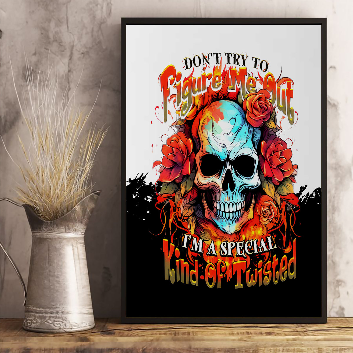 Flower Skull Canvas Wall Art Don't Try To Figured Me Out I Special Kind Fire Flower - Wonder Print Shop