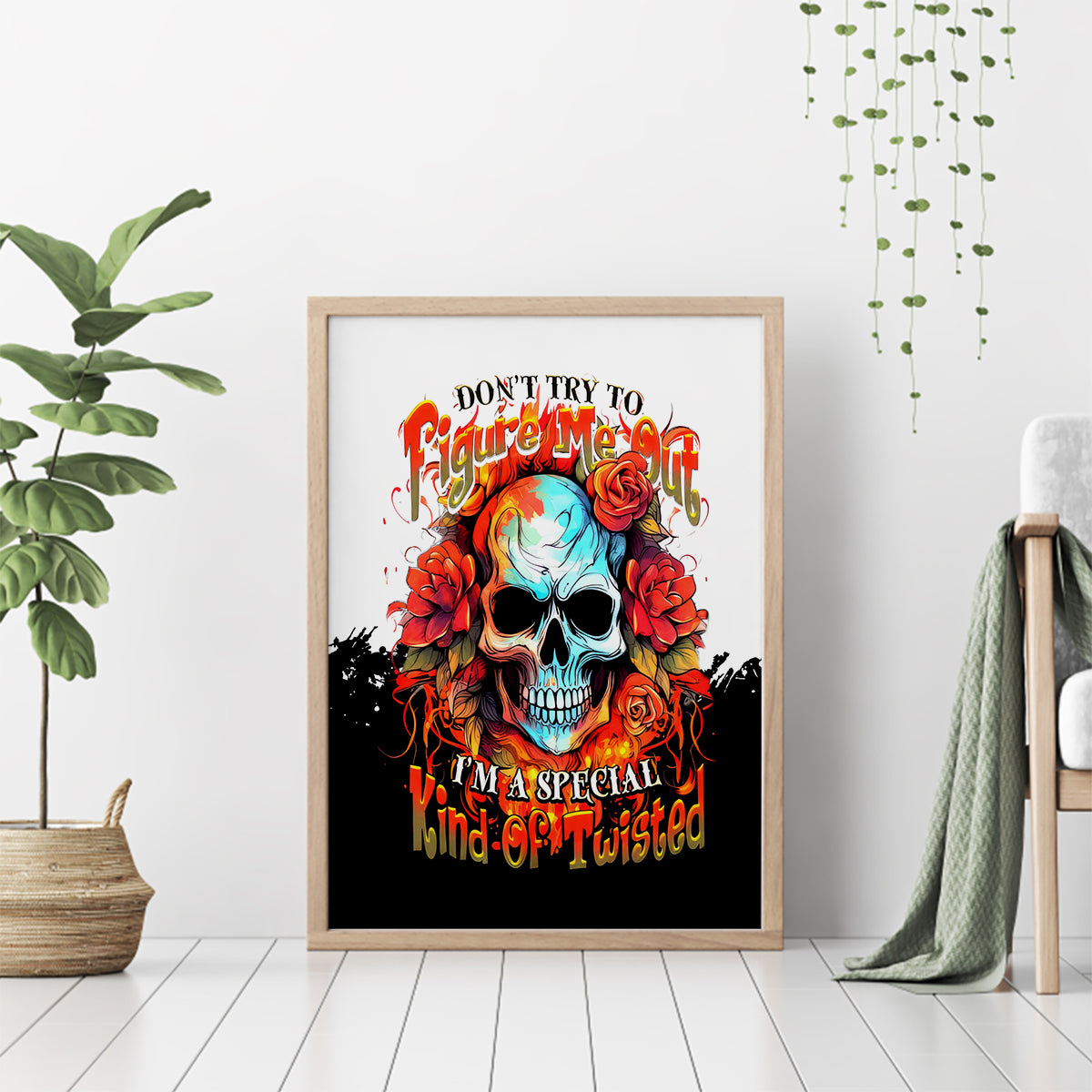 Flower Skull Canvas Wall Art Don't Try To Figured Me Out I Special Kind Fire Flower - Wonder Print Shop