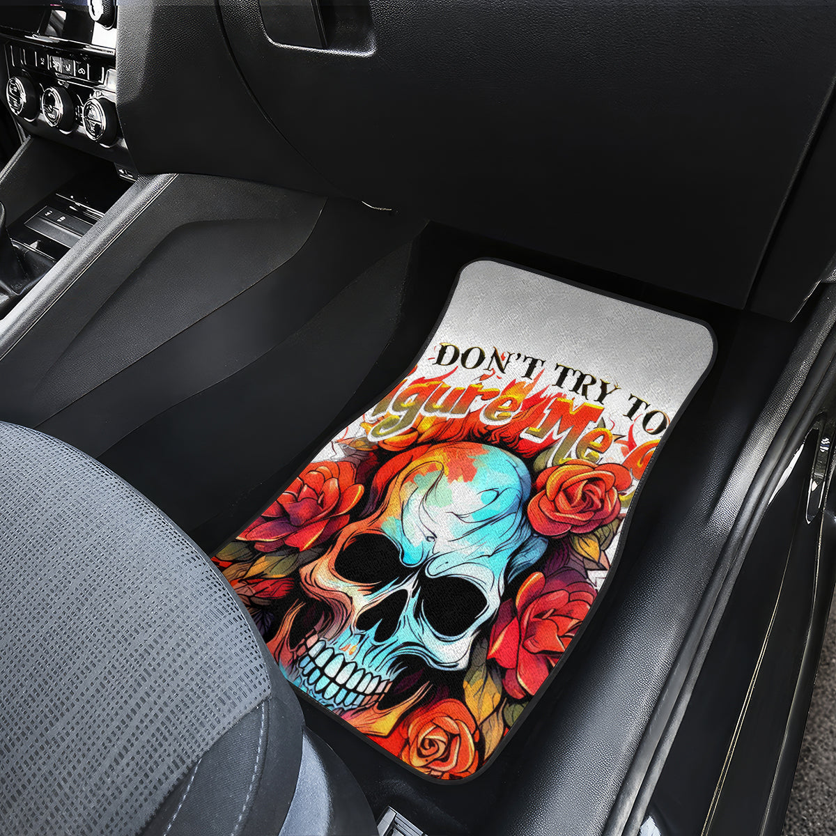 Flower Skull Car Mats Don't Try To Figured Me Out I Special Kind Fire Flower - Wonder Print Shop