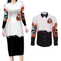 Flower Skull Couples Matching Long Sleeve Bodycon Dress and Long Sleeve Button Shirts Don't Try To Figured Me Out I Special Kind Fire Flower - Wonder Print Shop