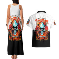Flower Skull Couples Matching Tank Maxi Dress and Hawaiian Shirt Don't Try To Figured Me Out I Special Kind Fire Flower - Wonder Print Shop