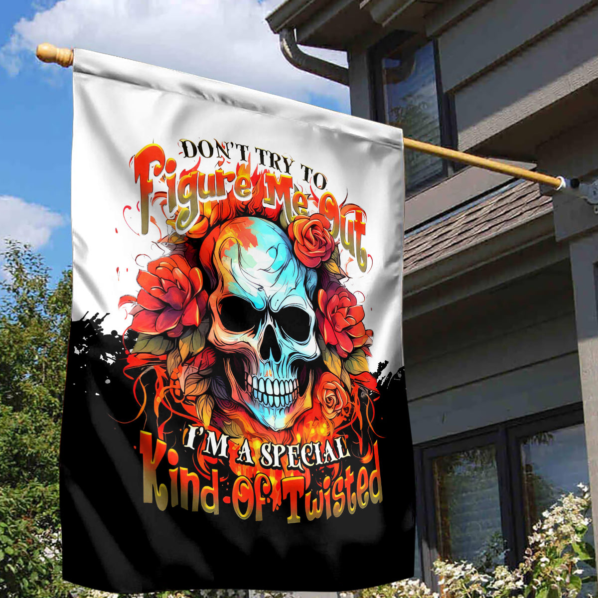 Flower Skull Garden Flag Don't Try To Figured Me Out I Special Kind Fire Flower - Wonder Print Shop