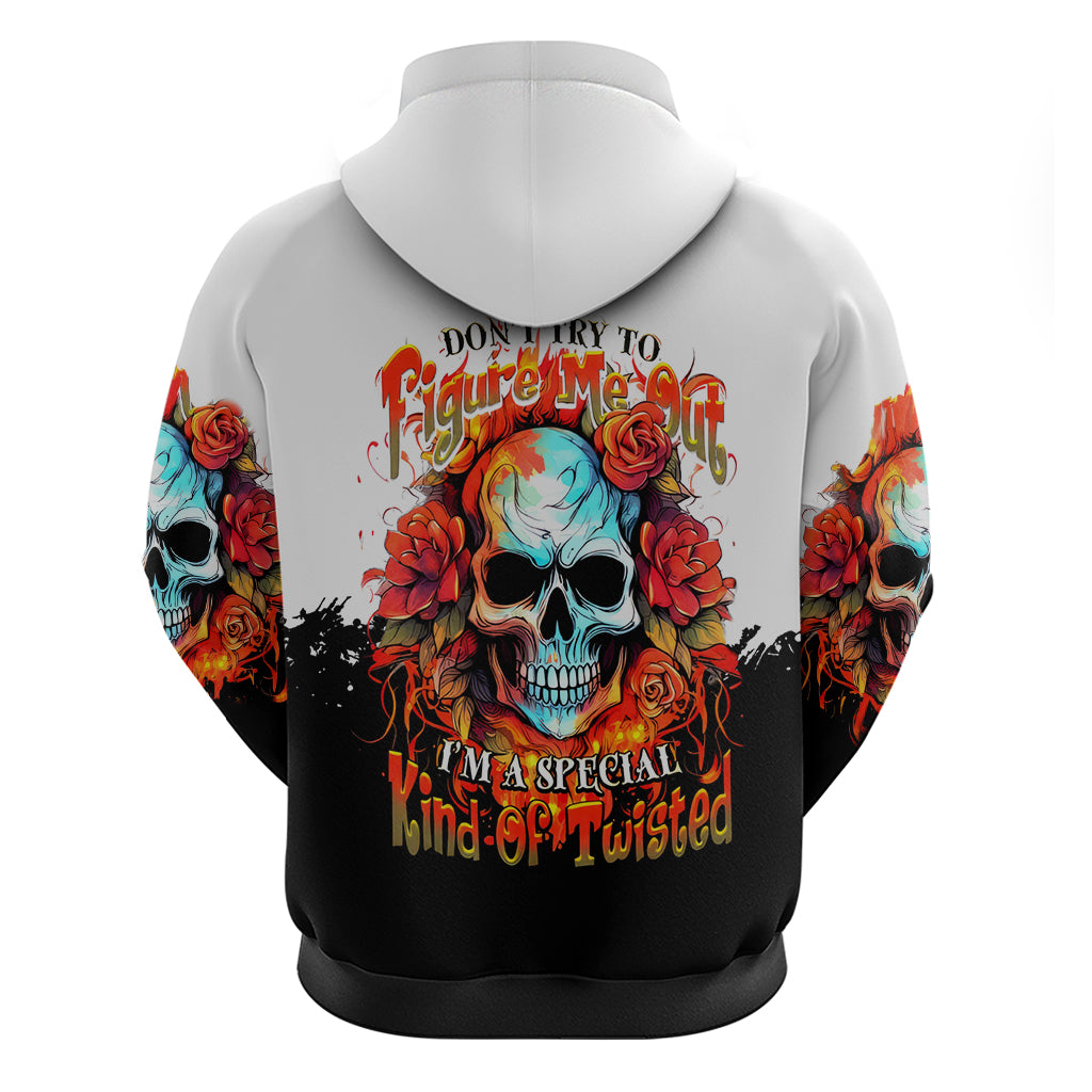 Flower Skull Hoodie Don't Try To Figured Me Out I Special Kind Fire Flower - Wonder Print Shop