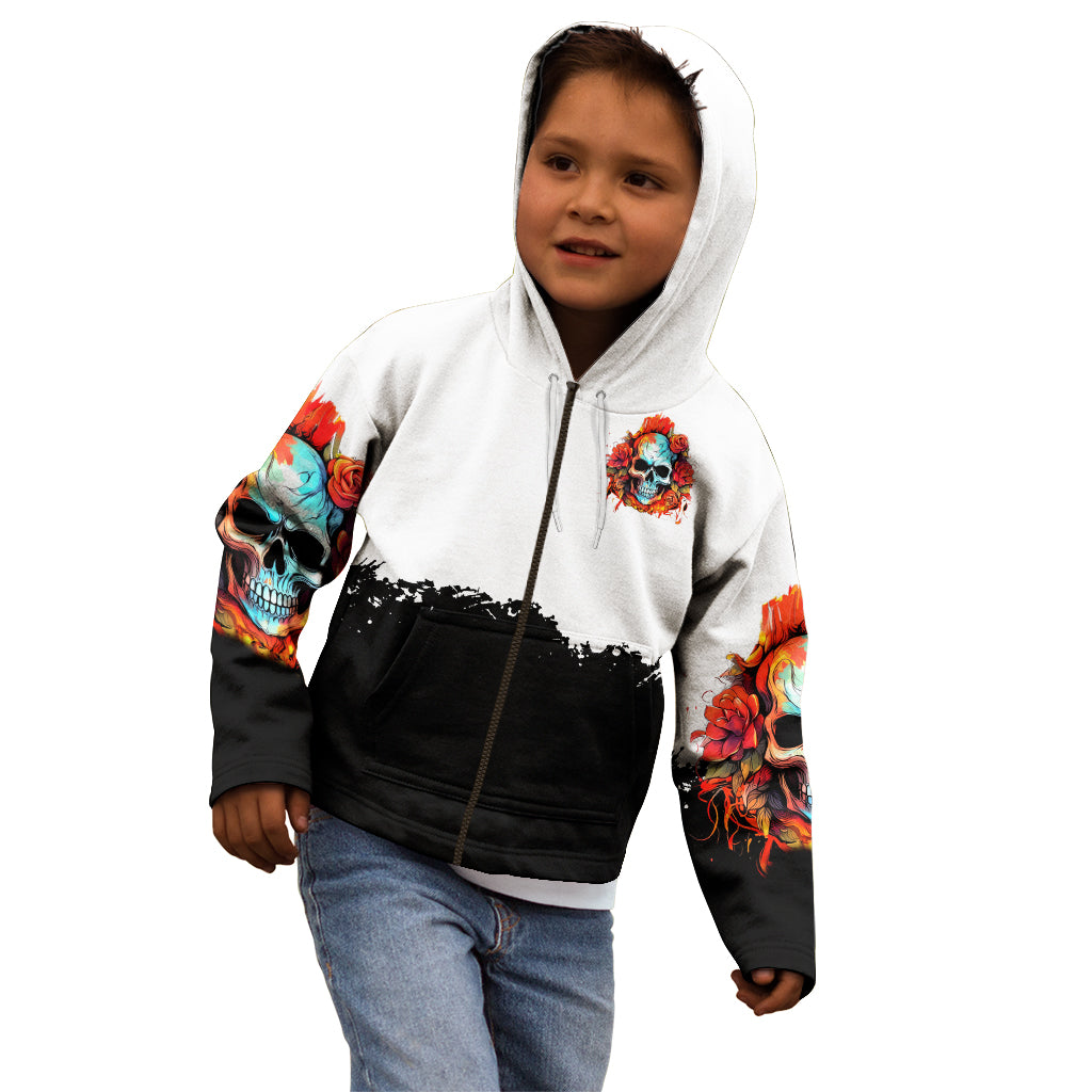 Flower Skull Kid Hoodie Don't Try To Figured Me Out I Special Kind Fire Flower - Wonder Print Shop