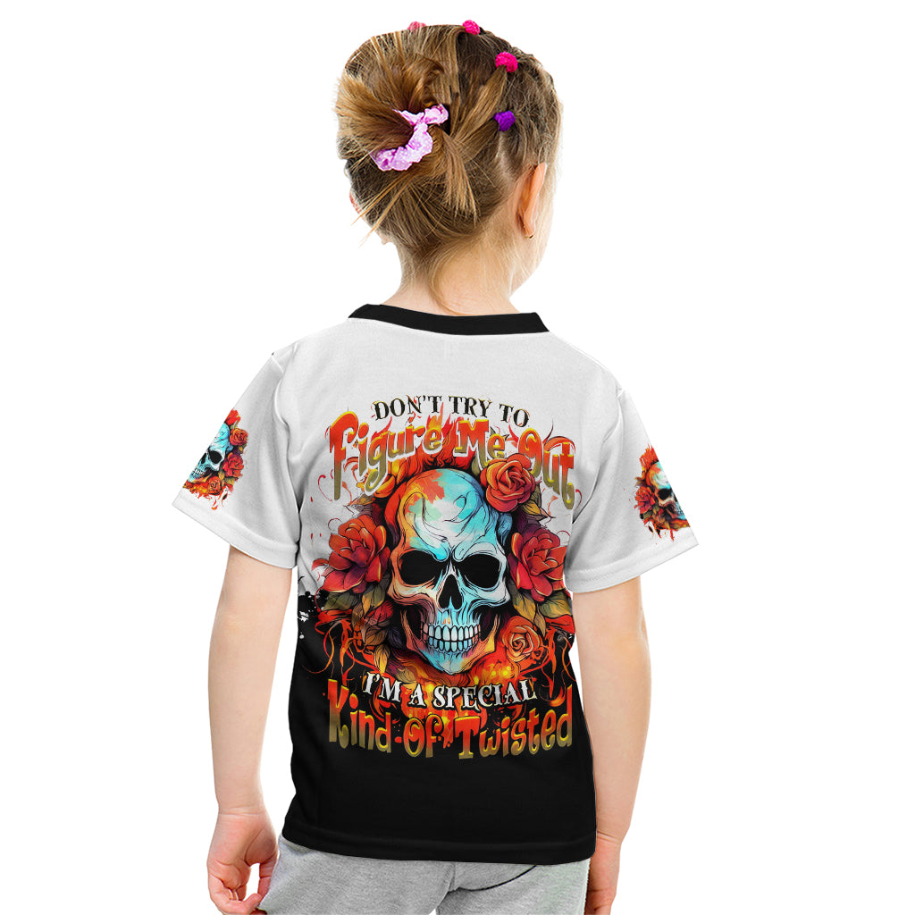 Flower Skull Kid T Shirt Don't Try To Figured Me Out I Special Kind Fire Flower - Wonder Print Shop