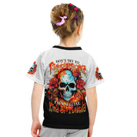 Flower Skull Kid T Shirt Don't Try To Figured Me Out I Special Kind Fire Flower - Wonder Print Shop