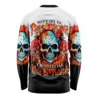 Flower Skull Long Sleeve Shirt Don't Try To Figured Me Out I Special Kind Fire Flower - Wonder Print Shop