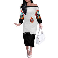 Death Skull Off The Shoulder Long Sleeve Dress I Never Alone My Demon With Me 24/7 - Wonder Print Shop
