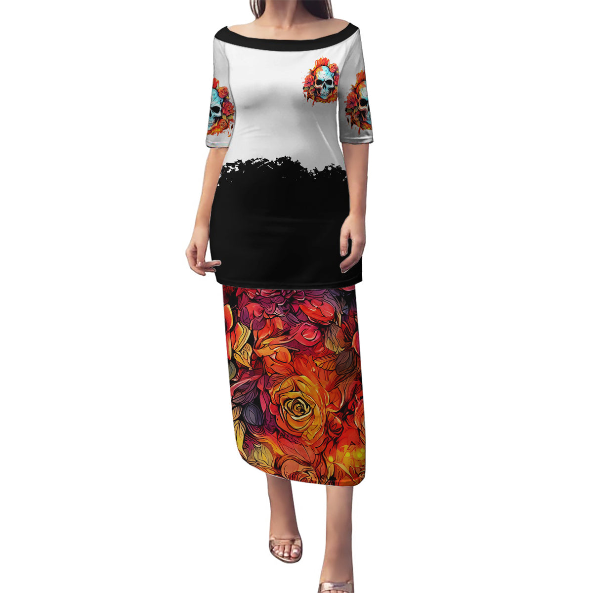 Death Skull Puletasi I Never Alone My Demon With Me 24/7 - Wonder Print Shop