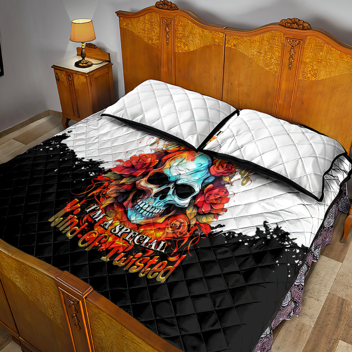 Flower Skull Quilt Bed Set Don't Try To Figured Me Out I Special Kind Fire Flower - Wonder Print Shop