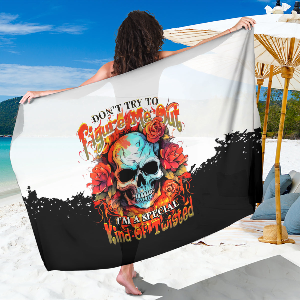 Flower Skull Sarong Don't Try To Figured Me Out I Special Kind Fire Flower - Wonder Print Shop