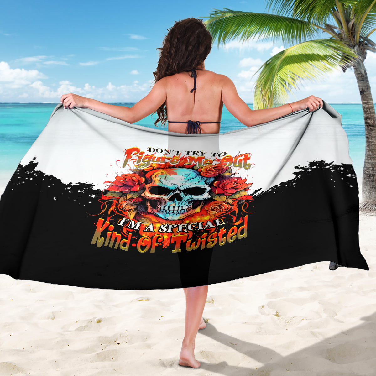 Flower Skull Sarong Don't Try To Figured Me Out I Special Kind Fire Flower - Wonder Print Shop