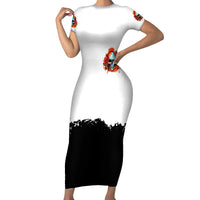 Death Skull Short Sleeve Bodycon Dress I Never Alone My Demon With Me 24/7 - Wonder Print Shop
