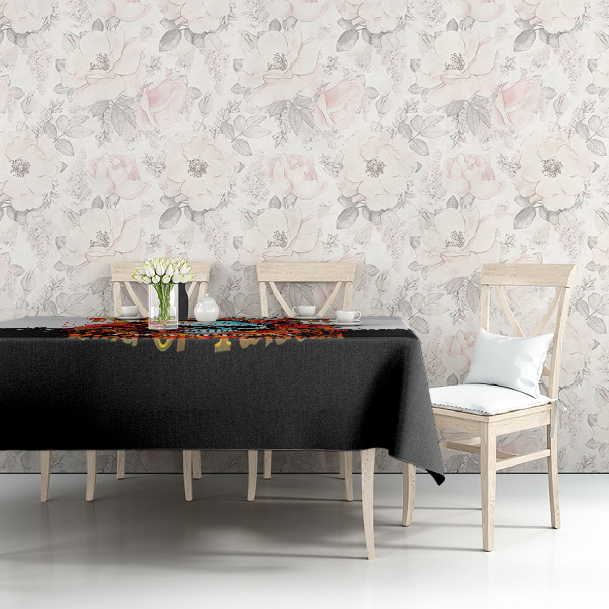 Flower Skull Tablecloth Don't Try To Figured Me Out I Special Kind Fire Flower - Wonder Print Shop