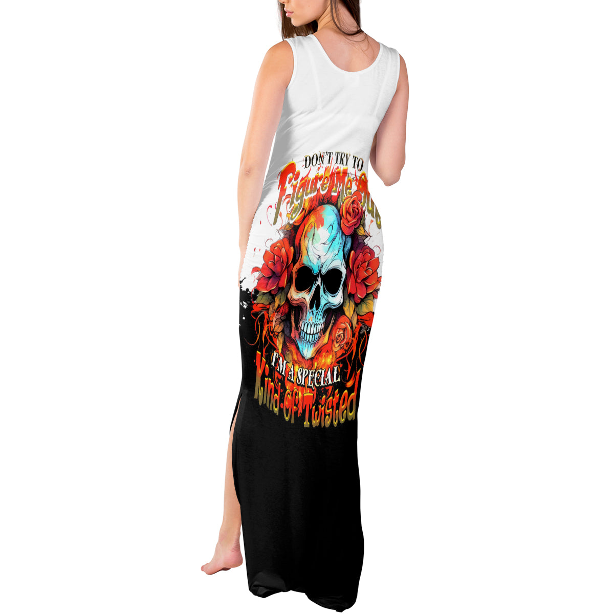 Death Skull Tank Maxi Dress I Never Alone My Demon With Me 24/7 - Wonder Print Shop