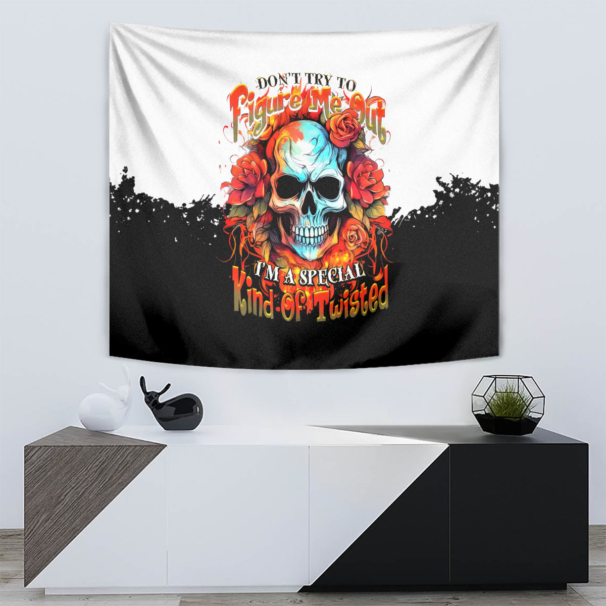 Flower Skull Tapestry Don't Try To Figured Me Out I Special Kind Fire Flower - Wonder Print Shop