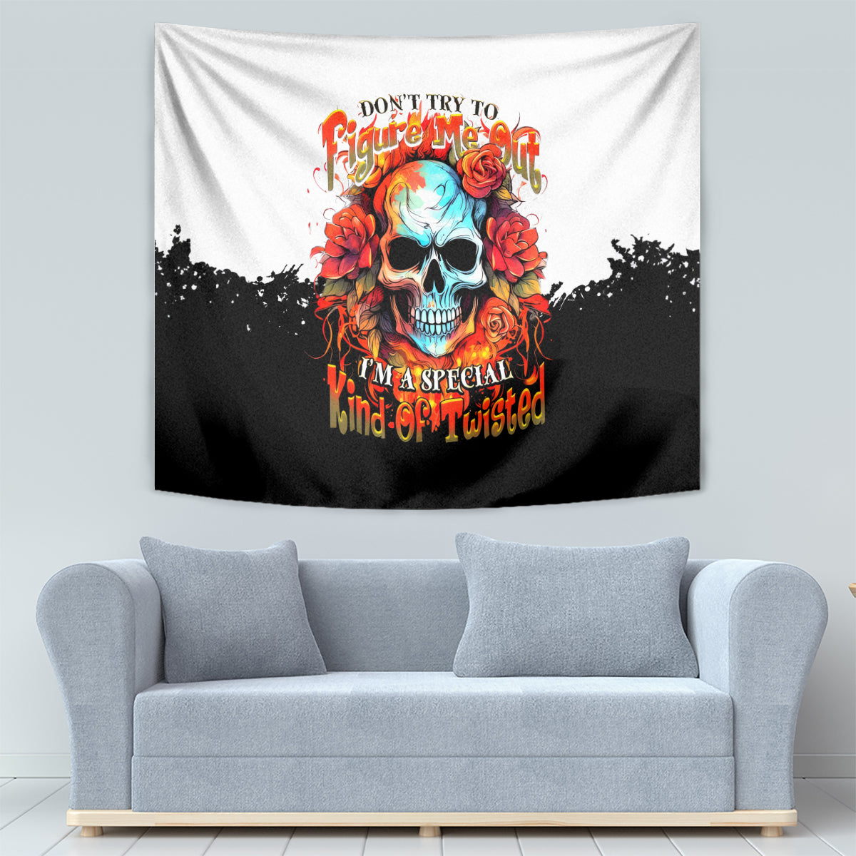 Flower Skull Tapestry Don't Try To Figured Me Out I Special Kind Fire Flower - Wonder Print Shop