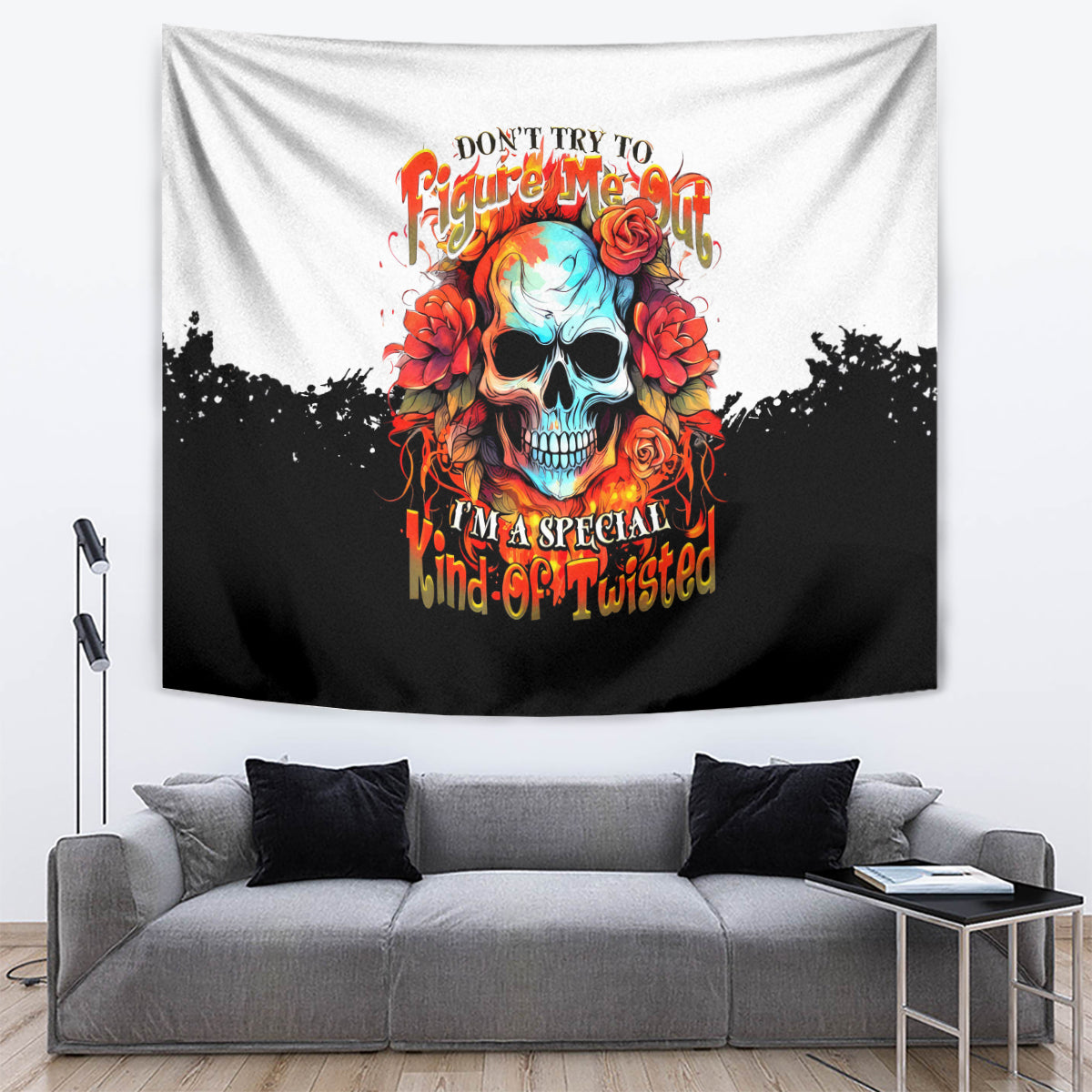 Flower Skull Tapestry Don't Try To Figured Me Out I Special Kind Fire Flower - Wonder Print Shop