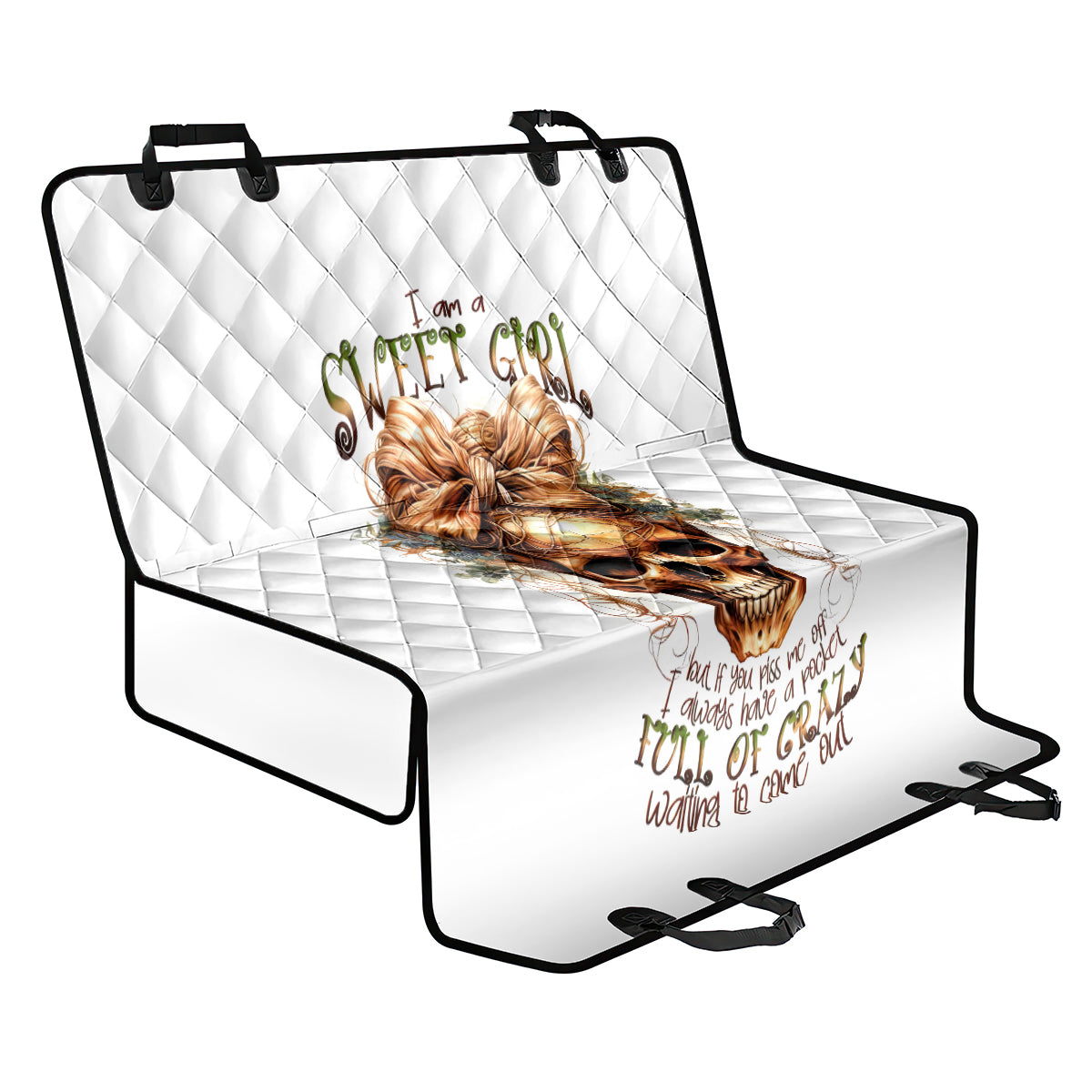 Girl Skull Back Car Seat Cover I Sweet Girl Full Of Crazy - Wonder Print Shop