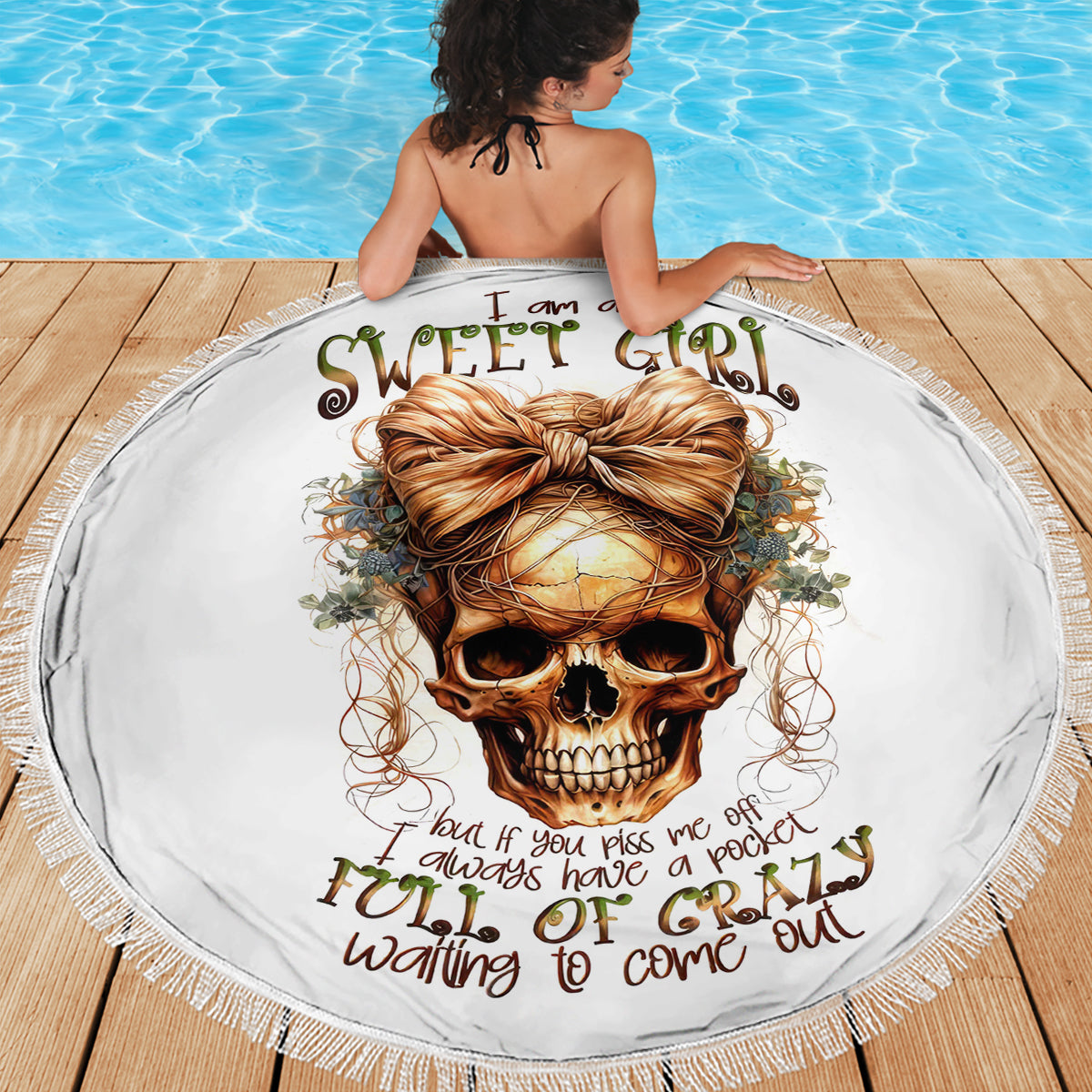 Girl Skull Beach Blanket I Sweet Girl Full Of Crazy - Wonder Print Shop
