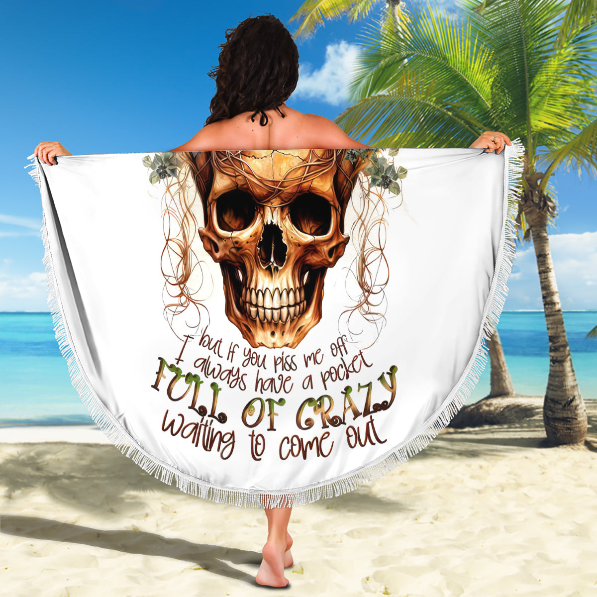 Girl Skull Beach Blanket I Sweet Girl Full Of Crazy - Wonder Print Shop