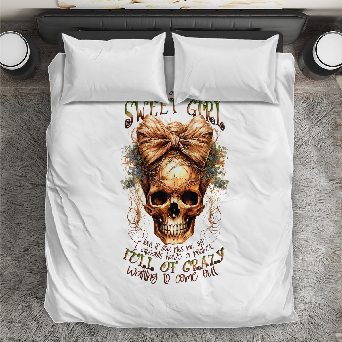 Girl Skull Bedding Set I Sweet Girl Full Of Crazy - Wonder Print Shop