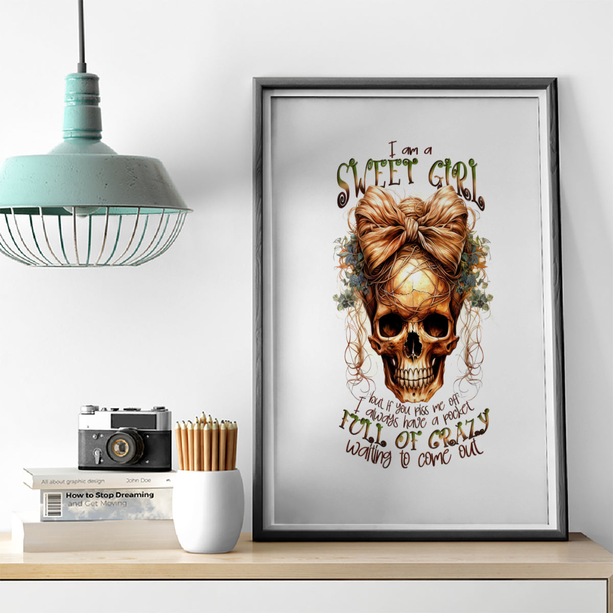 Girl Skull Canvas Wall Art I Sweet Girl Full Of Crazy - Wonder Print Shop