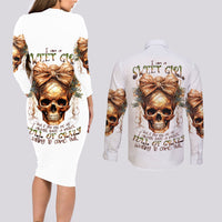 Girl Skull Couples Matching Long Sleeve Bodycon Dress and Long Sleeve Button Shirts I Sweet Girl Full Of Crazy - Wonder Print Shop
