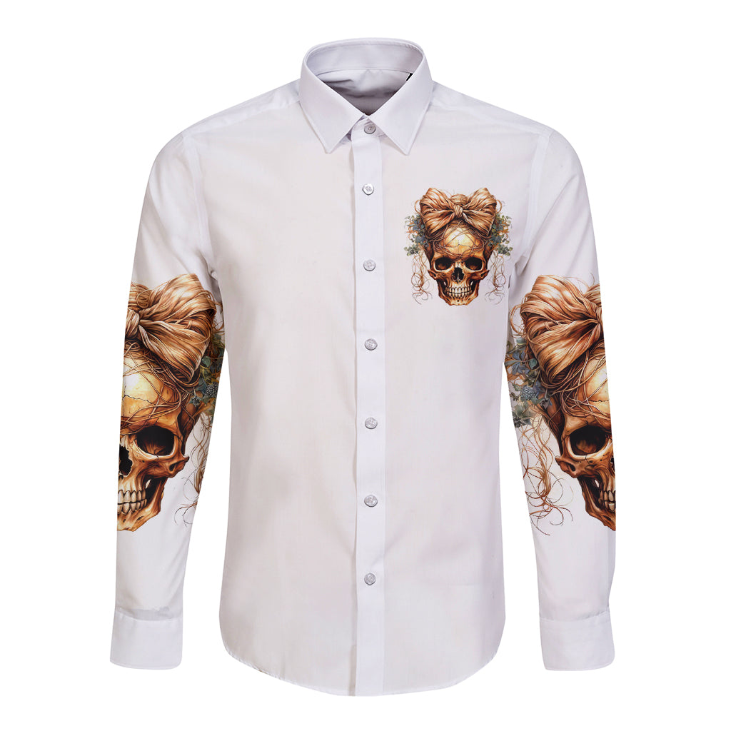 Girl Skull Long Sleeve Button Shirt I Sweet Girl Full Of Crazy - Wonder Print Shop