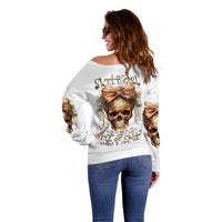 Devil Skull Off Shoulder Sweater I Never Alone My Demon With Me 24/7 - Wonder Print Shop