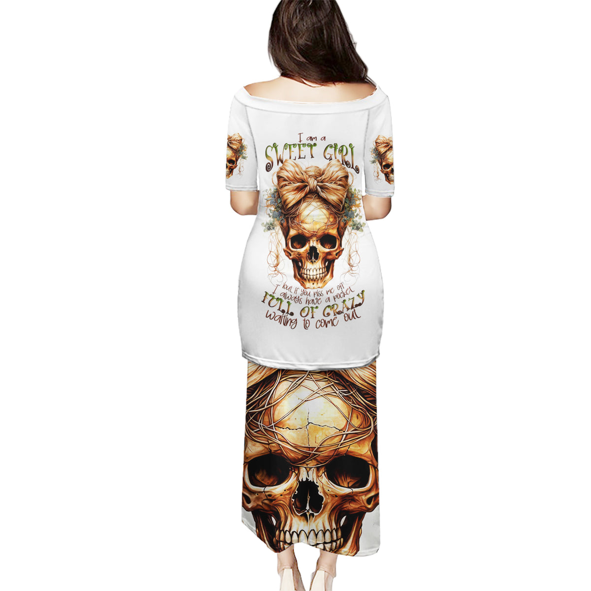 Devil Skull Puletasi I Never Alone My Demon With Me 24/7 - Wonder Print Shop