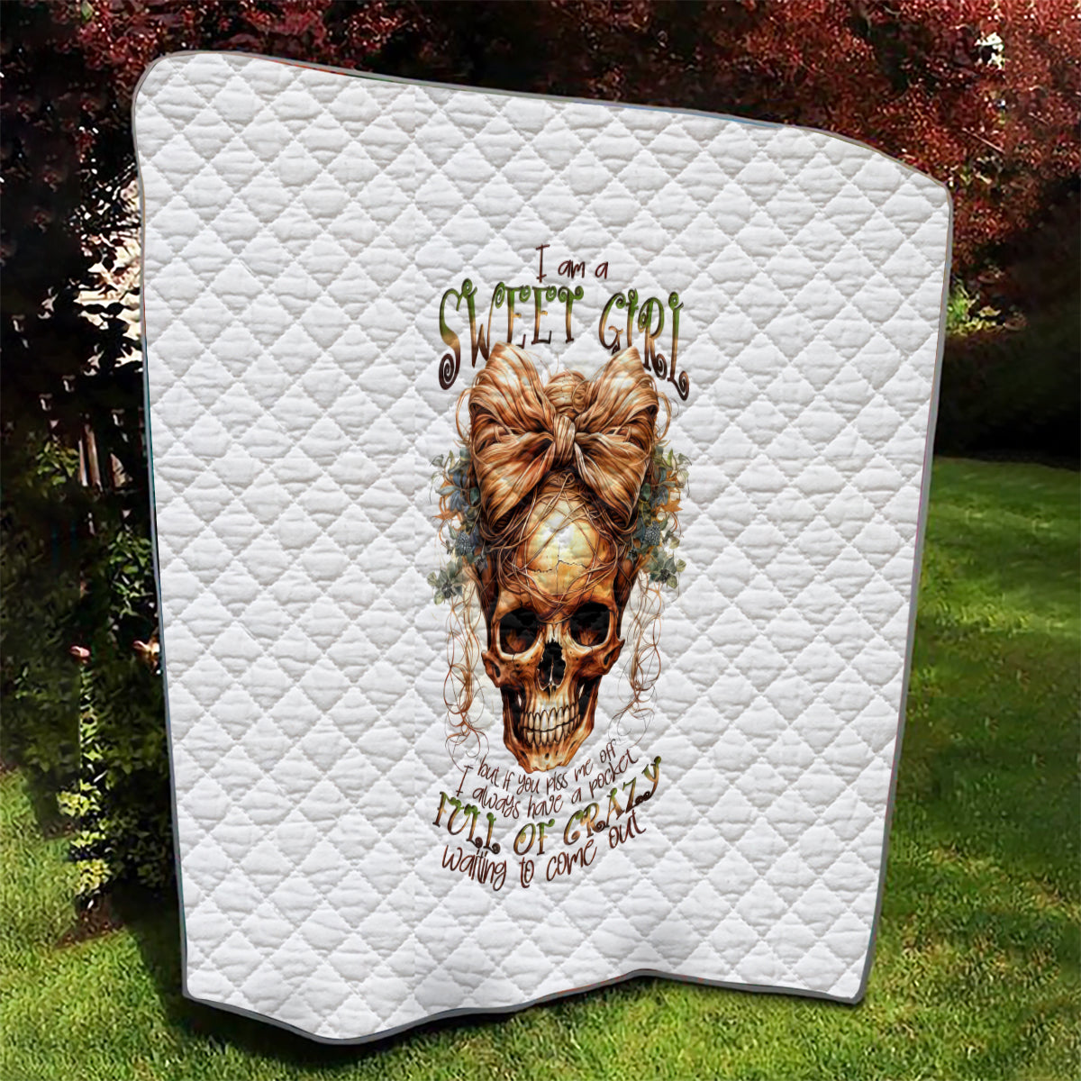 Girl Skull Quilt I Sweet Girl Full Of Crazy - Wonder Print Shop