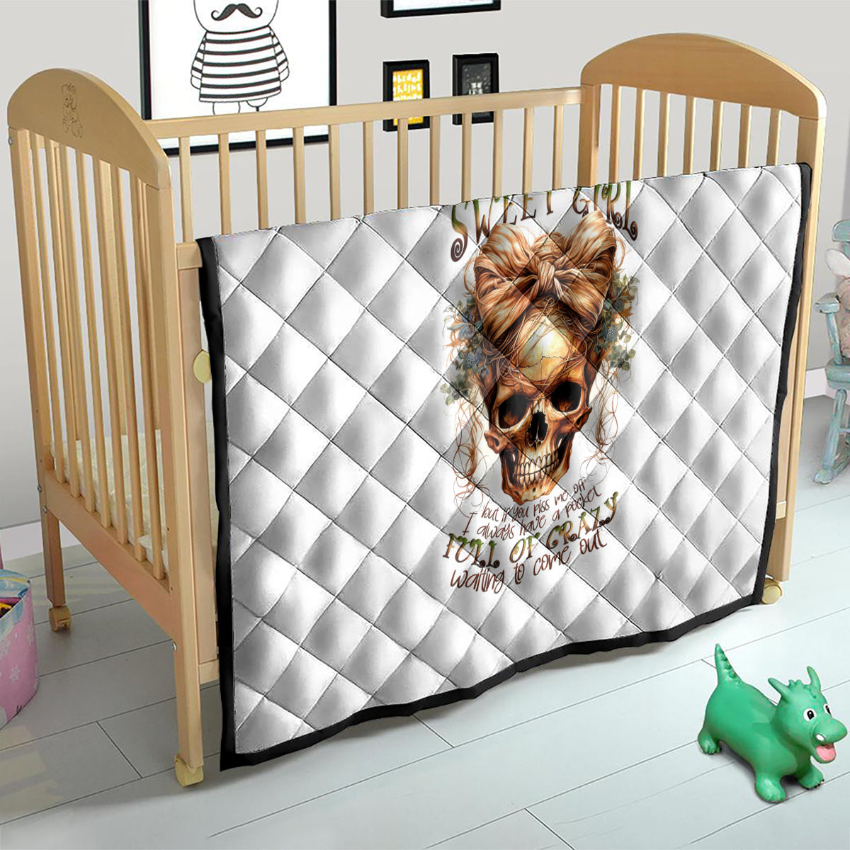 Girl Skull Quilt I Sweet Girl Full Of Crazy - Wonder Print Shop