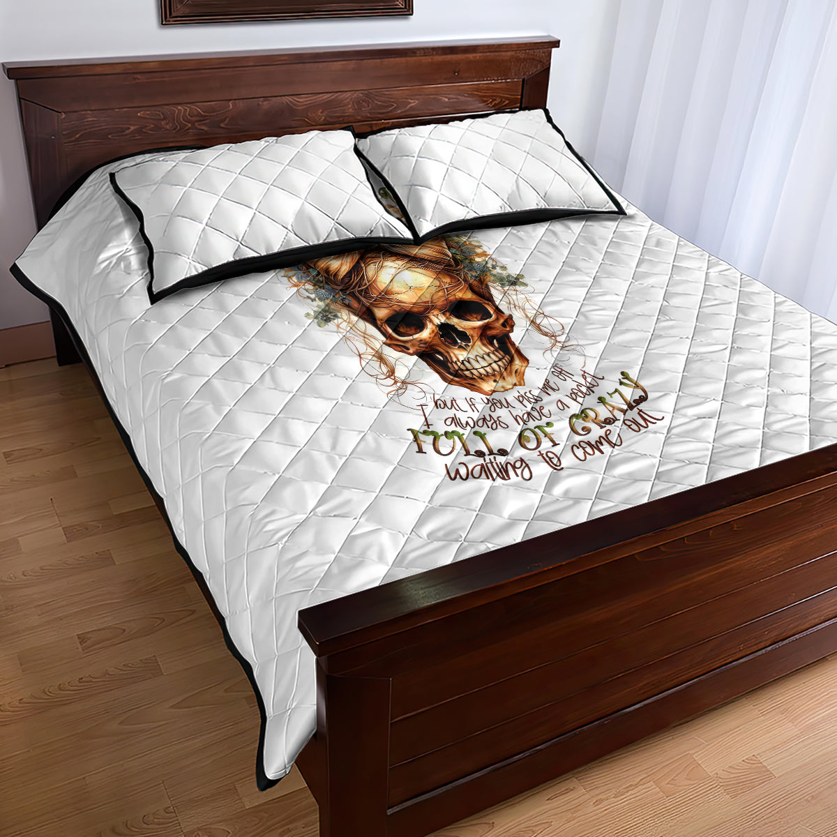Girl Skull Quilt Bed Set I Sweet Girl Full Of Crazy - Wonder Print Shop