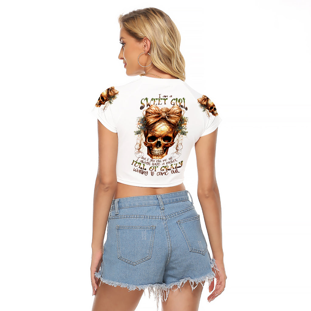 Devil Skull Raglan Cropped T Shirt I Never Alone My Demon With Me 24/7 - Wonder Print Shop
