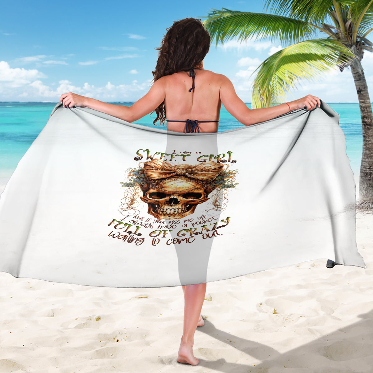 Girl Skull Sarong I Sweet Girl Full Of Crazy - Wonder Print Shop
