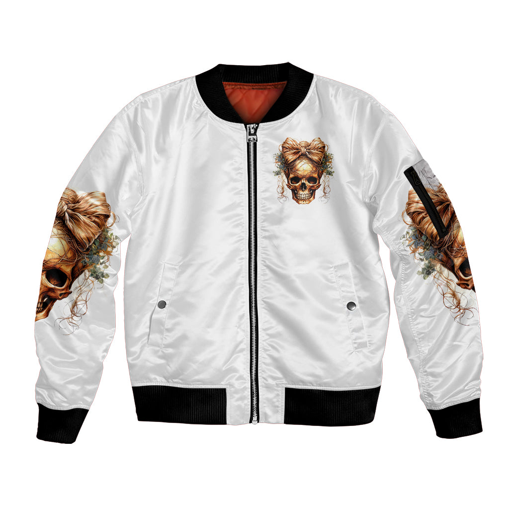 Devil Skull Sleeve Zip Bomber Jacket I Never Alone My Demon With Me 24/7 - Wonder Print Shop