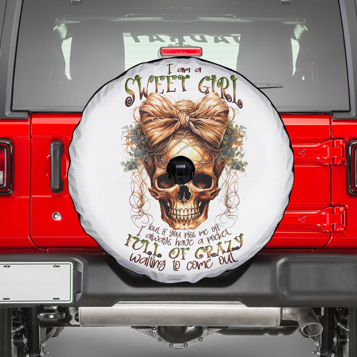 Girl Skull Spare Tire Cover I Sweet Girl Full Of Crazy - Wonder Print Shop